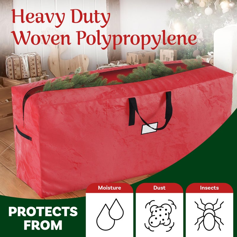 Elf Stor Set of 2 Christmas Tree Storage Bags - Fits 9-Foot Artificial Tree Each - Protect Holiday Decorations from Moisture and Damage by Elf Stor (Red) - Image 4